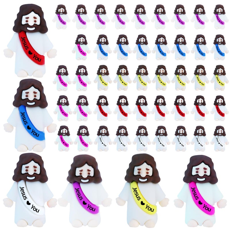 ILHSTY 50 Pcs Little Jesus Figures Rubber Mini Jesus Figurines in Bulk Christian Doll Tiny Baby Jesus Loves You Figures for Hide and Seek Easter Egg Fillers Egg Hunt Religious Party FavorsMix Color 6 - Image 3
