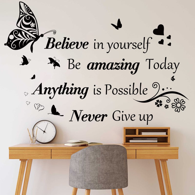 Sinekong Inspirational Quotes Wall Decals Large Removable Motivational Saying Wall Stickers Positive Lettering Word Decal Butterfly Sticker Peel and Stick for Classroom Home Bedroom Family Office Wall Art Decor - Image 2