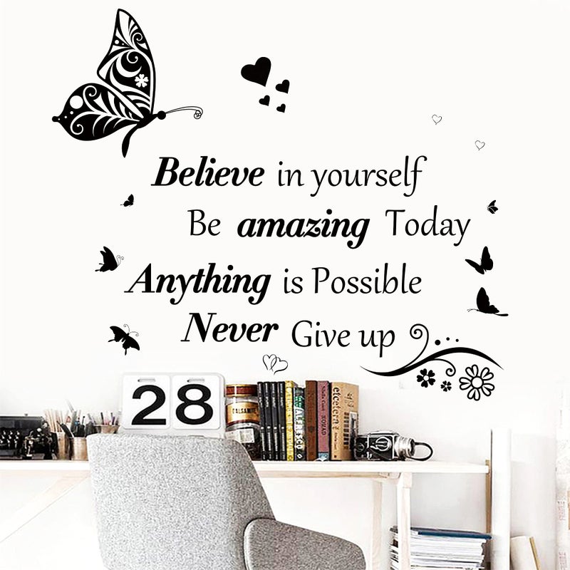 Sinekong Inspirational Quotes Wall Decals Large Removable Motivational Saying Wall Stickers Positive Lettering Word Decal Butterfly Sticker Peel and Stick for Classroom Home Bedroom Family Office Wall Art Decor - Image 3
