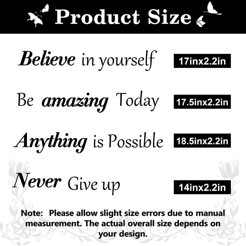 Sinekong Inspirational Quotes Wall Decals Large Removable Motivational Saying Wall Stickers Positive Lettering Word Decal Butterfly Sticker Peel and Stick for Classroom Home Bedroom Family Office Wall Art Decor - Image 5
