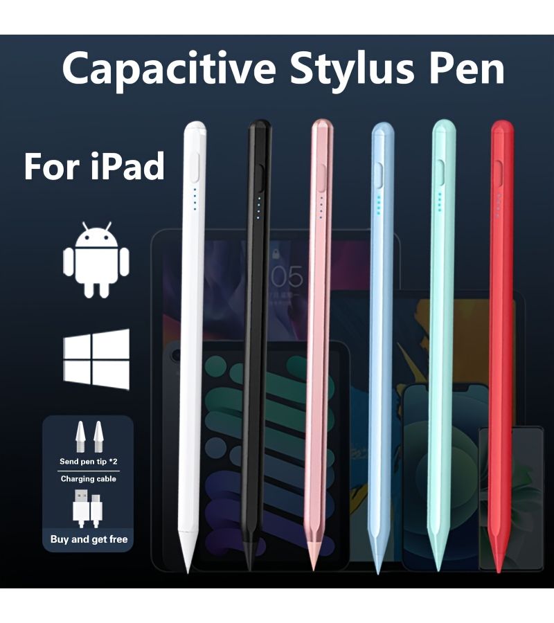 White Universal Stylus for Touchscreens Drawing with 2 Replacement Nibs - Image 1
