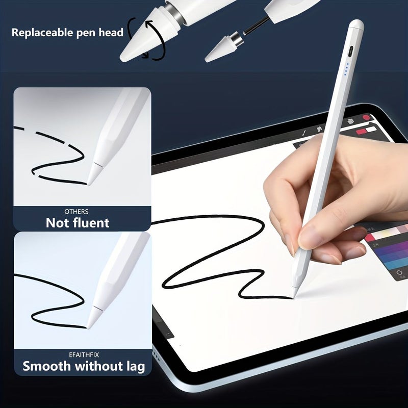 White Universal Stylus for Touchscreens Drawing with 2 Replacement Nibs - Image 4