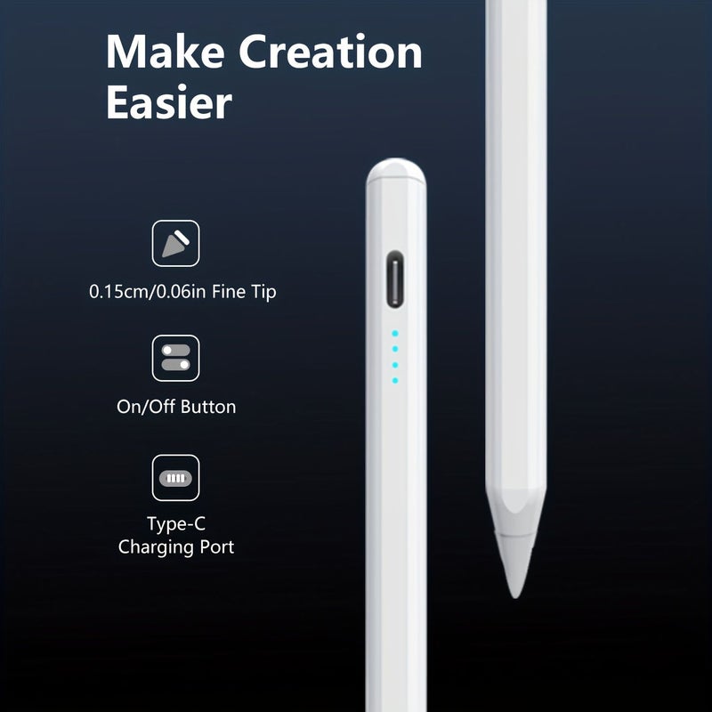 White Universal Stylus for Touchscreens Drawing with 2 Replacement Nibs - Image 3