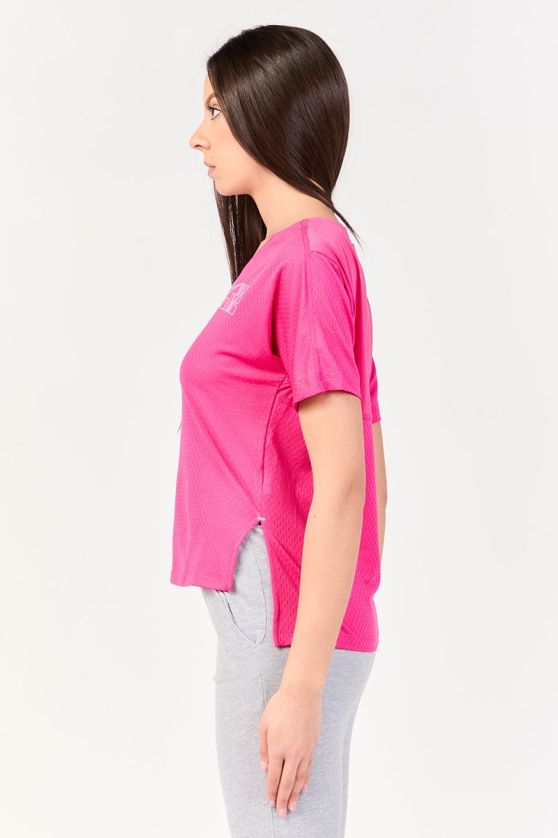 Nike Women Dri Fit Short Sleeve Running T-Shirt, Fuchsia Pink - Image 4