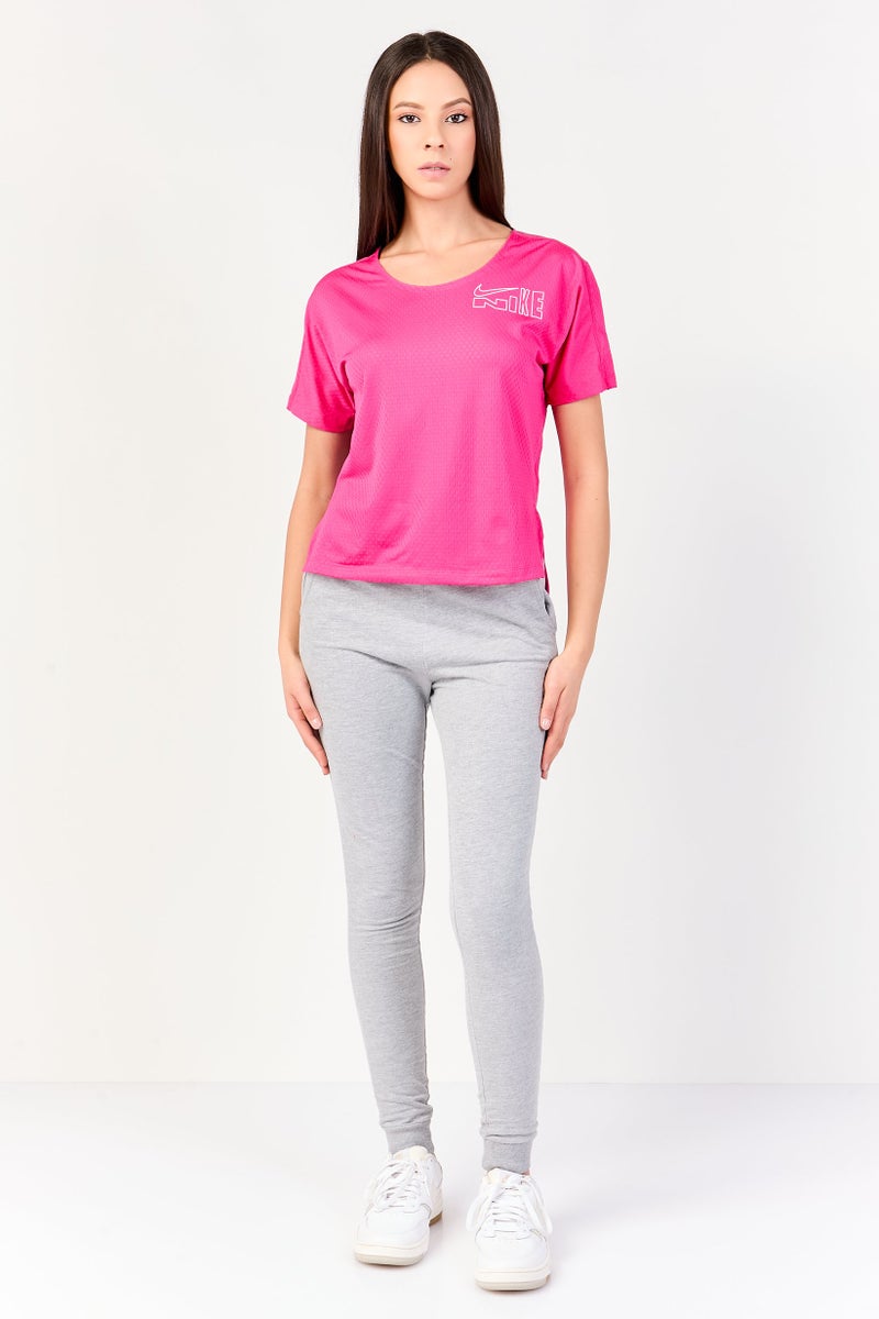 Nike Women Dri Fit Short Sleeve Running T-Shirt, Fuchsia Pink - Image 2