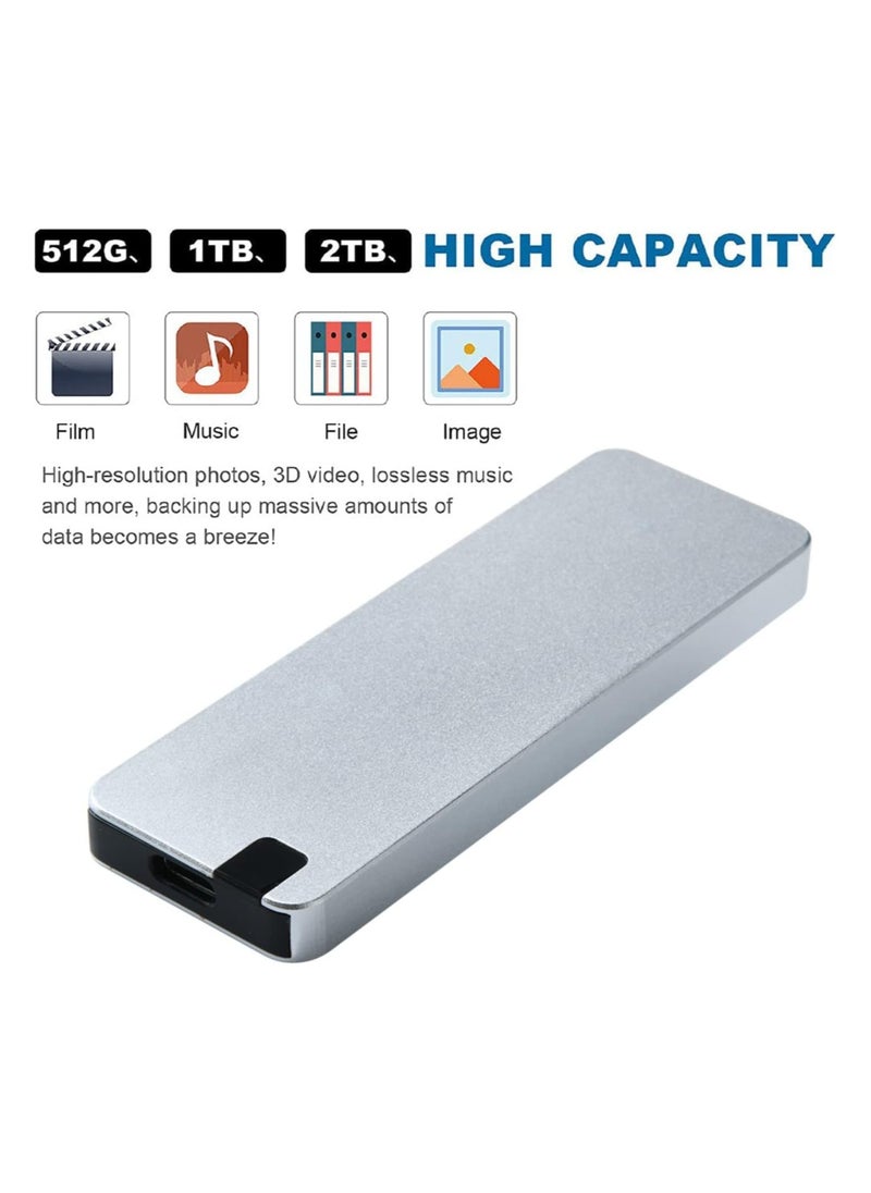 2TB Portable SSD External Hard Drives Solid State External Drives Computer Backup Drive USB 3.1 to Type C Support Data Storage Transfer for Windows XP PC Laptop and Mac