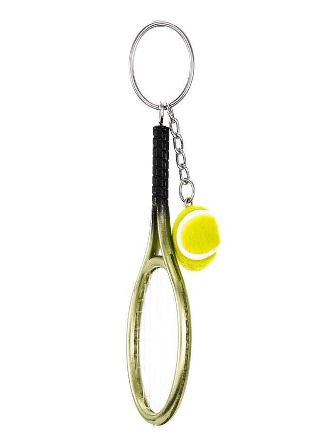 Axmerdal Tennis Racket Keychain Key Ring Creative Fashionable Alloy Tennis Ball Racquet Keychain Gift for Sport Lovers (green) - Image 2
