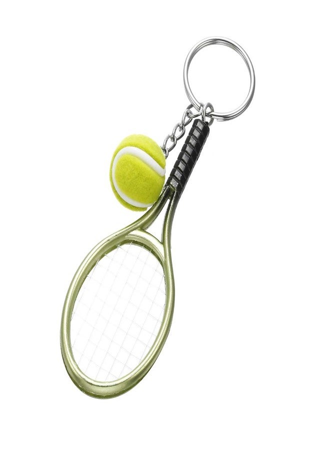 Axmerdal Tennis Racket Keychain Key Ring Creative Fashionable Alloy Tennis Ball Racquet Keychain Gift for Sport Lovers (green) - Image 1