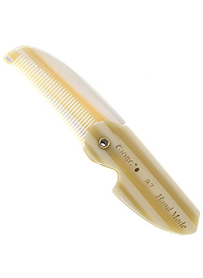 Giorgio G87 Ivy 45 Inch Folding Mustache Comb And Beard Comb Small Pocket Comb For Men Everyday Grooming And Hair Care Handmade Sawcut And Hand Polished Styling Men'S Folding Comb 1 Pack Ivory - Image 1