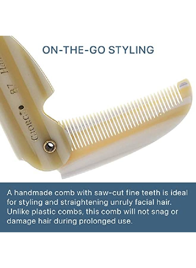 Giorgio G87 Ivy 45 Inch Folding Mustache Comb And Beard Comb Small Pocket Comb For Men Everyday Grooming And Hair Care Handmade Sawcut And Hand Polished Styling Men'S Folding Comb 1 Pack Ivory - Image 4