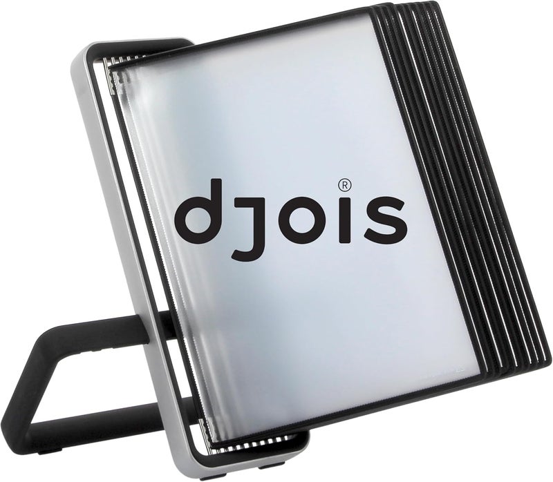 Tarifold DJOIS by - Desktop Reference & Display System - Durable Aluminum & ABS Plastic - Letter-Size -10 Display Pockets - 20 Sheet Capacity - Simple Set-Up - Made in France - Black - Image 1