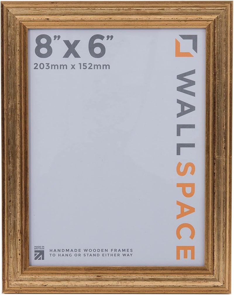 Wall Space 8x6 Gold Frame | Gold Picture Frame 8x6 inches | 8 x 6 inch Gold Photo Frame | 8x6 Gold Frame | 6x8 Gold Picture Frame made from REAL WOOD with REAL GLASS | Gold 8x6 Frame | 6x8 Frame Gold Light sturdy raw material - Image 3