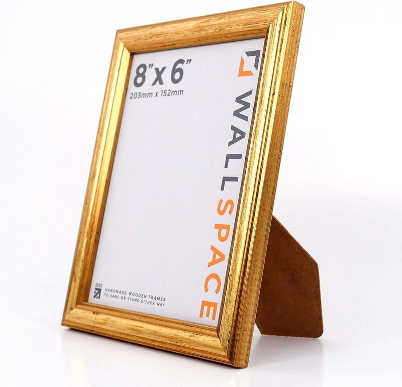 Wall Space 8x6 Gold Frame | Gold Picture Frame 8x6 inches | 8 x 6 inch Gold Photo Frame | 8x6 Gold Frame | 6x8 Gold Picture Frame made from REAL WOOD with REAL GLASS | Gold 8x6 Frame | 6x8 Frame Gold Light sturdy raw material - Image 4