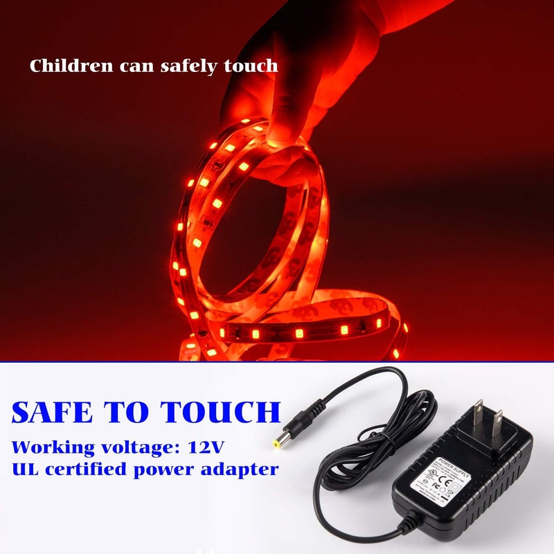 Marreal 20ft 12V 360 LED Red Strip Light, Flexible Cuttable Non-Waterproof for Indoor Party Decoration, with Power Supply & Dimmer. - Image 4