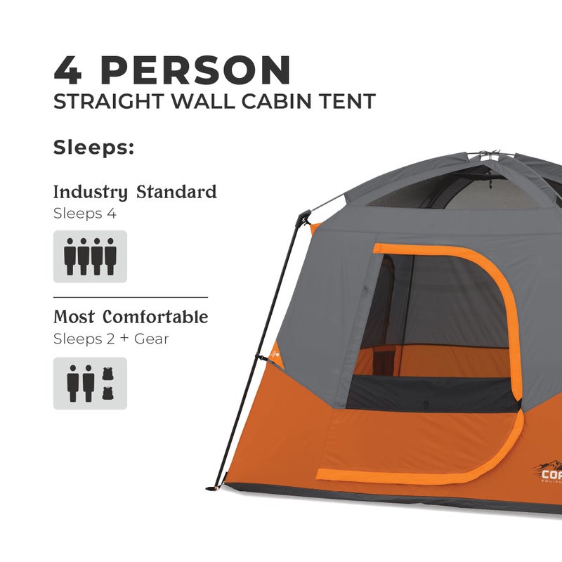 CORE 4 Person Cabin Tent | Portable Family Tent with Carry Bag for Outdoor Car Camping | Included Gear Loft for Camping Accessories - Image 2