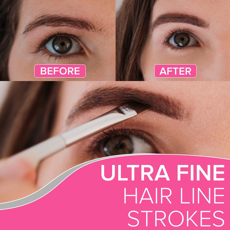 NYK1 Angled Eyebrow Brush And Spoolie Combo (Precision Applicator) Eyelash Brush And Brow Brushes For Eyebrows Grooming & Defining - Dual Ended Eyebrow Spoolie For Filling & Shaping Brows and Lashes - Image 3