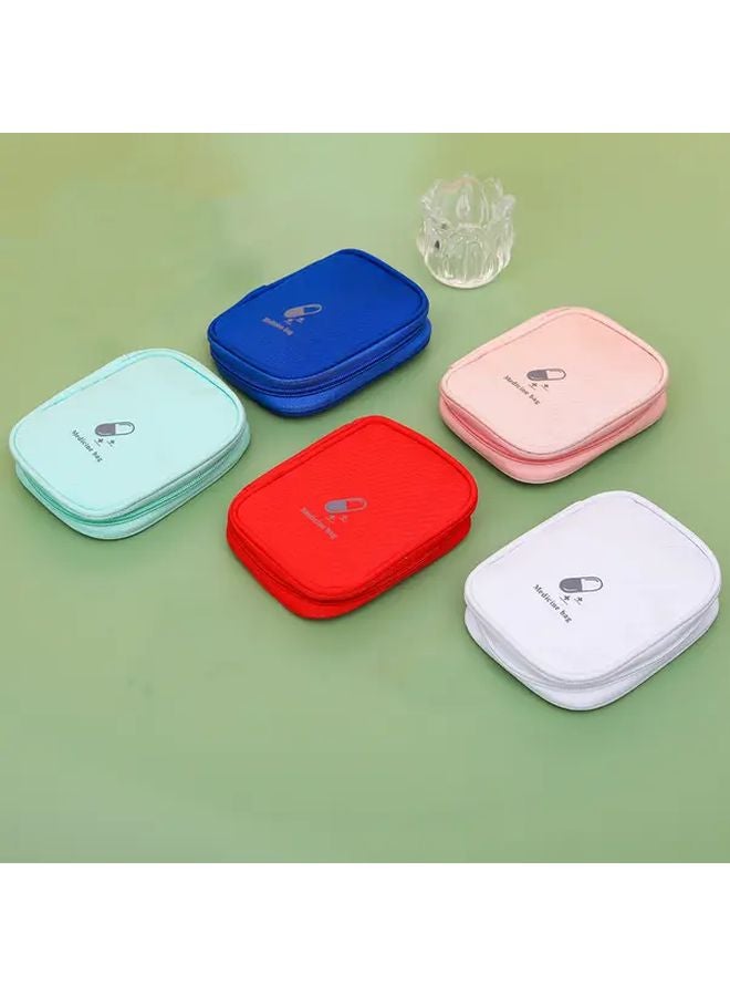 Small Blue Polyester Portable First Aid Kit Bag Compact Lightweight For Home Travel Emergency - Image 3