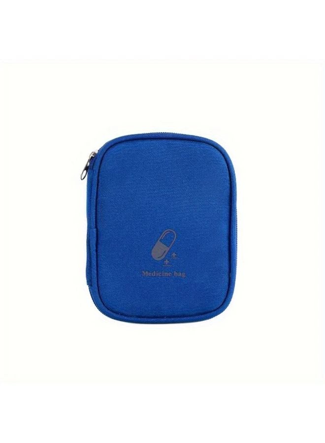Small Blue Polyester Portable First Aid Kit Bag Compact Lightweight For Home Travel Emergency - Image 1