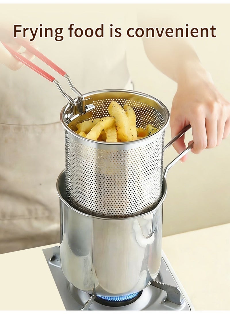 ihomeshop Stainless Steel Deep Fryer with Filter Rack - Compact, Durable & Easy-to-Clean Design for Perfect Fries, Fish Fillets & Chicken - Essential Kitchen Tool, Integrated Oil-Free Cooking Solution, Cooking Fish Fillets, Making French Fries, Kitchen - Image 1