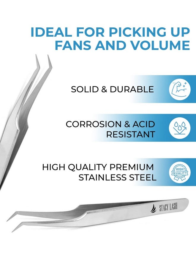 Stacy Lash Stl-13 Curved Eyelash Extension Tweezers/Precision Tool For False Lashes Application/Supplies For Classic Extensions & Premade Fans/Tool Applicator For Volume Eyelashes/Beauty Accessories - Image 2