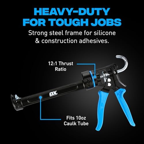 OX Pro 10 oz Heavy Duty Caulking Gun 12:1 Thrust Ratio - 10 oz Caulk Gun Manual Dispenser Sealant Adhesive - Pistola De Caulking - Image 2