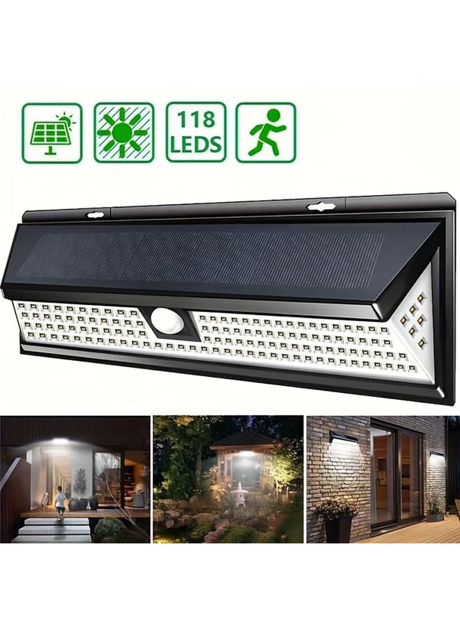 Black 118LED Solar Motion Sensor Light Wireless Outdoor Wall Lighting - Image 1
