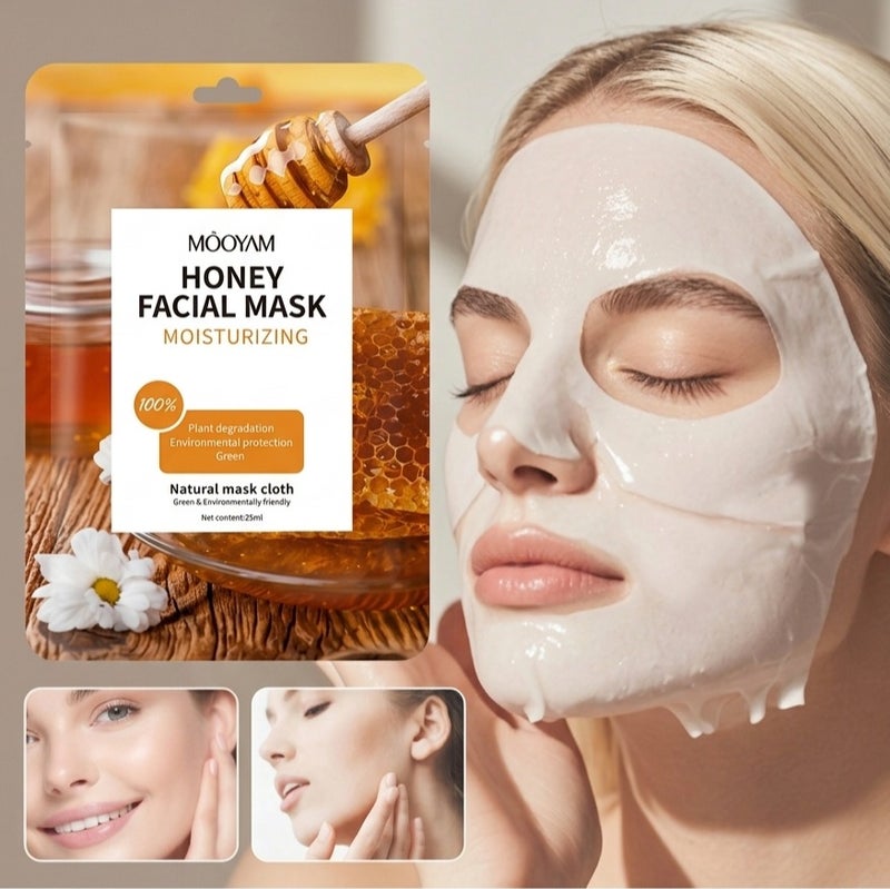 Honey Moisturizing Facial Sheet Mask for Deep Hydration, Barrier Support & Antioxidant Protection - Nourishing Honey Essence for Firmer Skin & Radiance