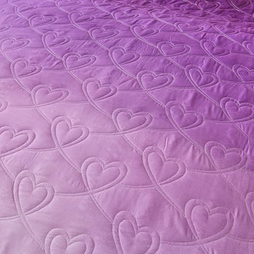 Xruibed Purple Quilt Set Queen Ombre Quilt Sets Reversible Bedding Set 3PCs Summer Lightweight Microfiber Bedspread Coverlet Sets for All Season (96''x90'') - Image 5