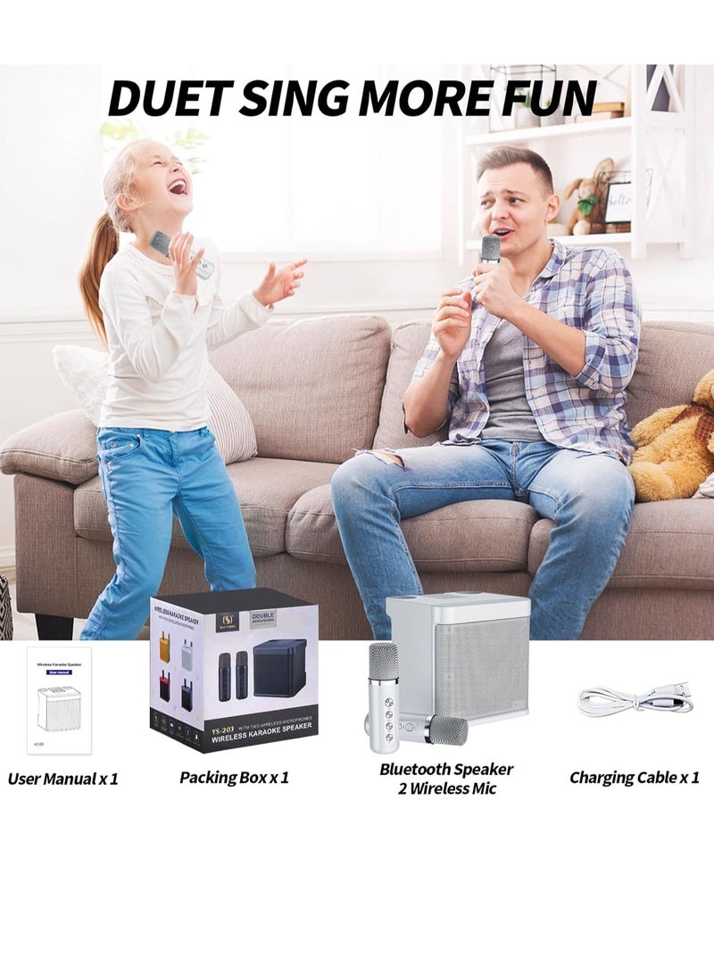 ELTRAZONE Karaoke Machine for Adults & Kids, Portable Bluetooth Karaoke Speaker with 2 Wireless Microphones, PA Speaker System for Indoor & Outdoor Parties, Family Fun Entertainment (White)  - Image 3