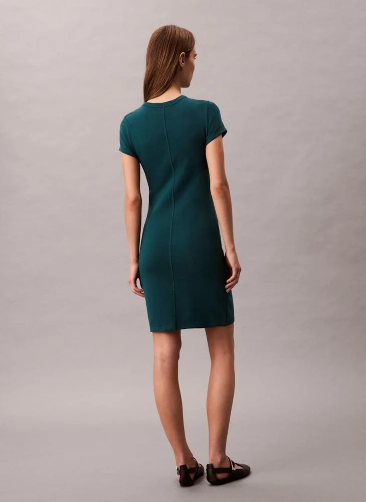 Calvin Klein Jeans Ribbed Short Sleeve Crew Neck Mini Dress