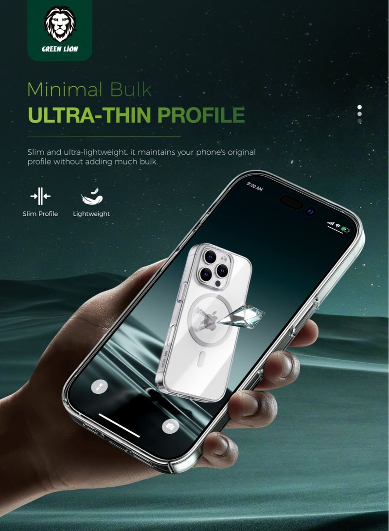 GREEN LION iPhone 16 Pro Magsafe Delgado Case / Anti Fingerprint / Anti Scratch / Responsive Buttons / Ultra HD Clarity / Camera Protection / Ultra Drop Protection / Ultra Slim - Clear - Image 2