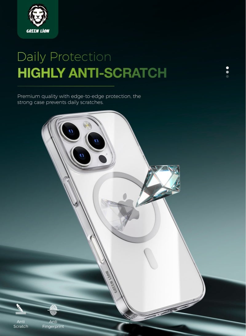 GREEN LION iPhone 16 Pro Magsafe Delgado Case / Anti Fingerprint / Anti Scratch / Responsive Buttons / Ultra HD Clarity / Camera Protection / Ultra Drop Protection / Ultra Slim - Clear - Image 3