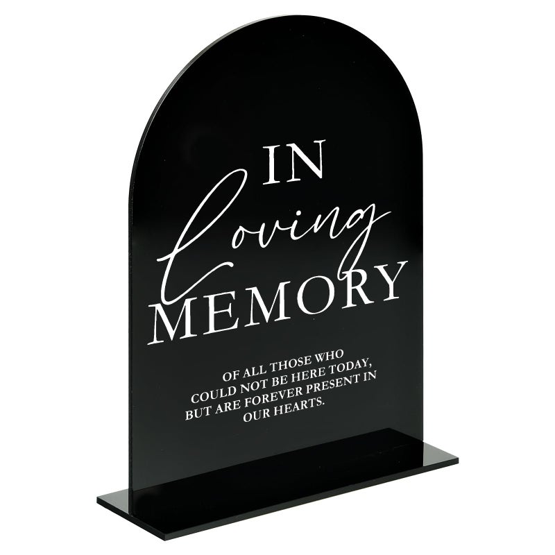 JINMURY Acrylic Wedding Memory Sign With Stand- 5""X7"" Black Arched Acrylic Wedding Sign And Base 1/8"" Thick | Modern Calligraphy Tabletop Signs For Reception & Event Party Table - Image 3