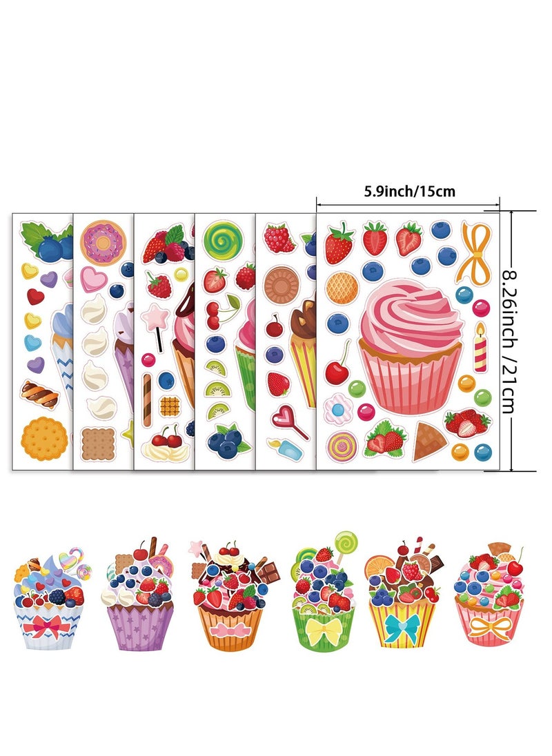 Excefore Treats and Sweets Sticker, 36 Pcs Cupcake Sticker Set, Make Face Cupcake Stickers, DIY Cake Stickers Dessert Stickers Decorating, for Party Favor Supplies  - Image 2