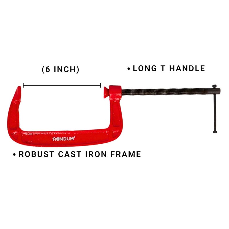 Homdum Heavy Duty G Clamp | C Type Clamping Tool | Set of 4 Pieces (6 inch) - Image 4
