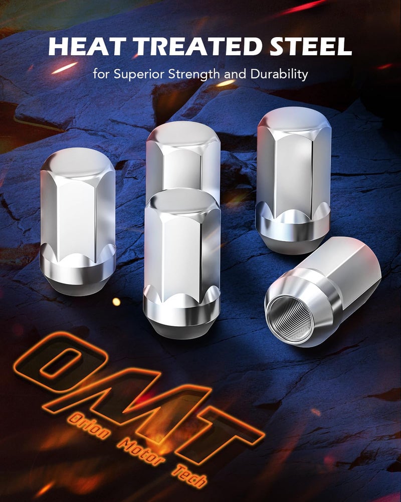 Orion Motor Tech M14x1.5 Lug Nuts, Cone Seat Lug Nut Set with 7/8" Hex, 14x1.5mm Wheel Lug Nuts Compatible with Buick Dodge Cadillac Chrysler Chevy Silverado, GM 9596070 611-236, Set of 24, Chrome - Image 3