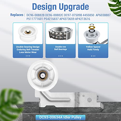 Azdele Upgraded Sam-Sung Dryer Repair Kit for DC97-16782A Samsung Dryer Roller Replacement Kit, DC93-00634A Dryer Idler Pulley, 6602-001655 Dryer Belt, Replacement for Samsung Dryer Parts (Figures 6 and 7) - Image 4