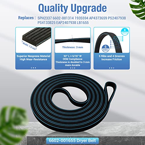 Azdele Upgraded Sam-Sung Dryer Repair Kit for DC97-16782A Samsung Dryer Roller Replacement Kit, DC93-00634A Dryer Idler Pulley, 6602-001655 Dryer Belt, Replacement for Samsung Dryer Parts (Figures 6 and 7) - Image 3