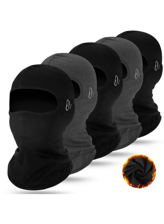 Suhine 5 Pcs Balaclava Ski Mask Windproof Balaclava Face Mask Men Women Thermal Head Mask with Reflective Stripe Cold Weather Neck Warmer Hood for Winter Cycling Climbing Black, Black, One size - Image 1