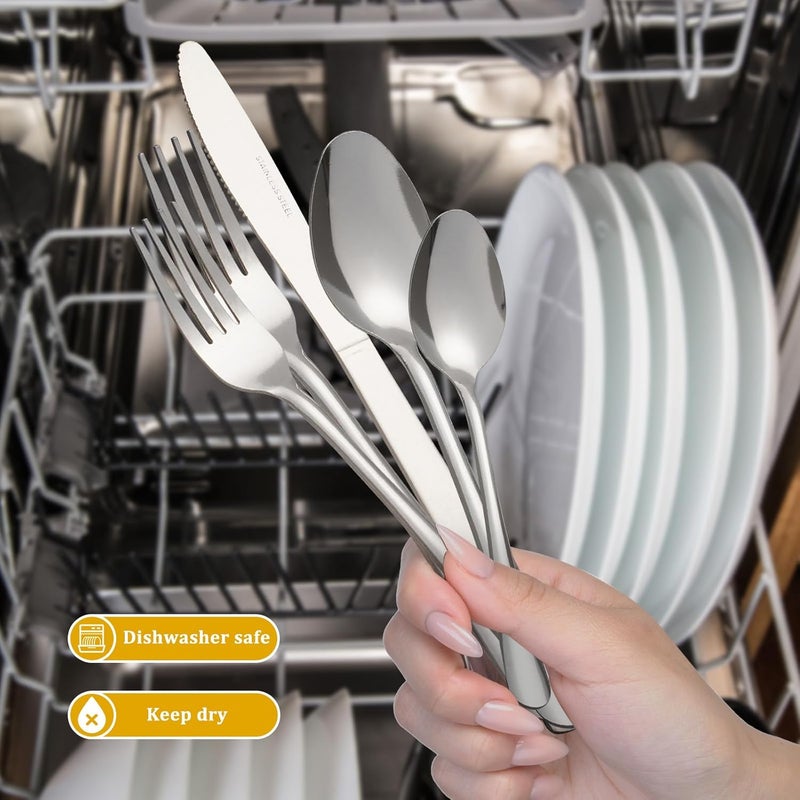 Lorena 60 PCS Windsor Silverware Set - Stainless Steel Silverware Set for 12 Kitchen Flatware Set Cutlery Set For Home Restaurant Hotel, Kitchen Dishwasher Safe Utensils Set Weddings, Parties, Gifts - Image 5