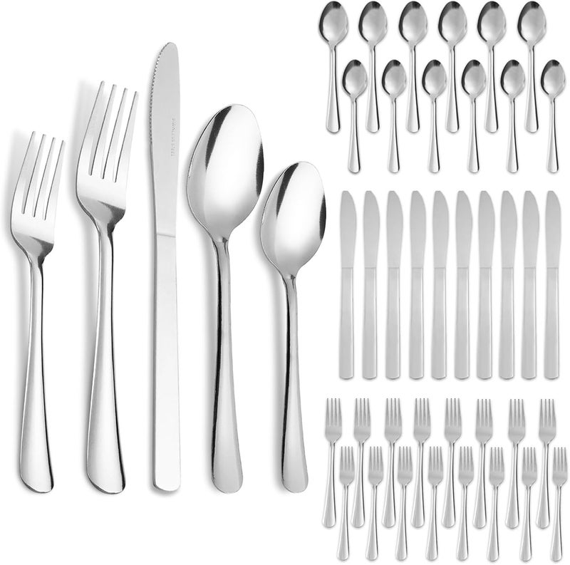 Lorena 60 PCS Windsor Silverware Set - Stainless Steel Silverware Set for 12 Kitchen Flatware Set Cutlery Set For Home Restaurant Hotel, Kitchen Dishwasher Safe Utensils Set Weddings, Parties, Gifts - Image 1