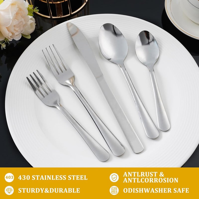 Lorena 60 PCS Windsor Silverware Set - Stainless Steel Silverware Set for 12 Kitchen Flatware Set Cutlery Set For Home Restaurant Hotel, Kitchen Dishwasher Safe Utensils Set Weddings, Parties, Gifts - Image 3