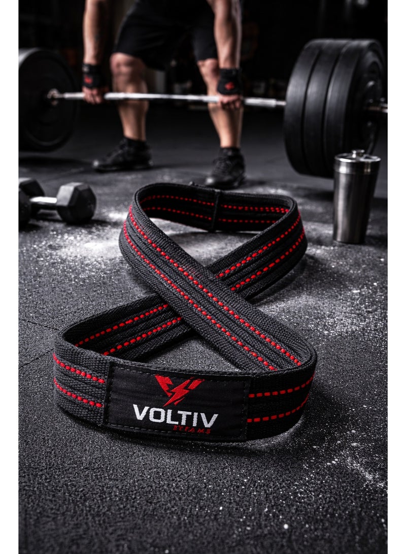 VOLTIV Figure 8 Weight Lifting Straps for Deadlift & Powerlifting – Heavy Duty Grip Support – 25 × 11 cm – Suitable for Most Athletes - Image 1