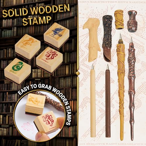 Harry Potter Stationary Set for Boys Girls with 4 Wand Pens Black Ink Marauders Map Hogwarts House Stamp Kit Cute School Supplies Gifts for Kids - Image 4