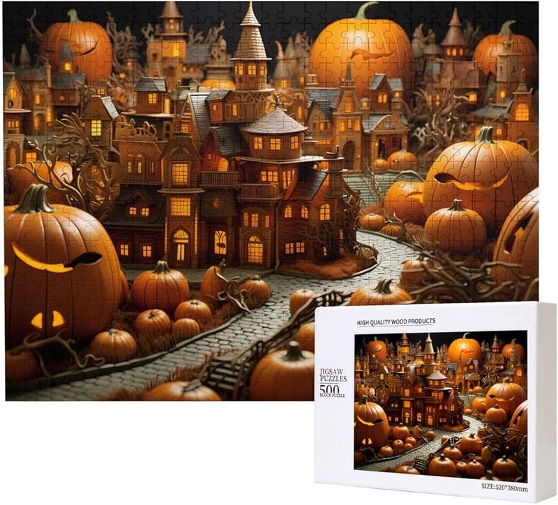 Phayah Fantasy Pumpkin City 500 Piece Jigsaw Puzzle For Adults Home Decor - Image 2