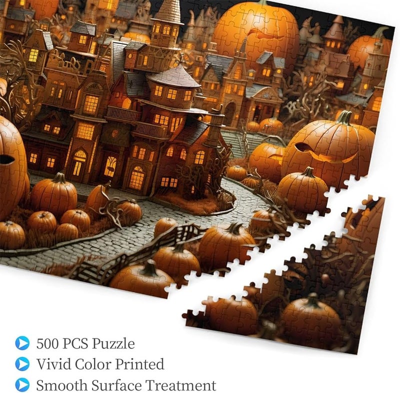 Phayah Fantasy Pumpkin City 500 Piece Jigsaw Puzzle For Adults Home Decor - Image 3