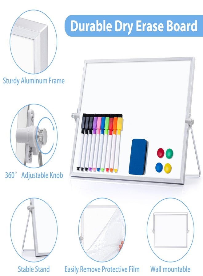ARCOBIS Dry Erase White Board with Stand, 12" x 16" Weekly Double-Sided Desktop Whiteboard 10 Markers, 4 Magnets, 1 Eraser, Portable Magnetic Dry Erase Calendar for Planning, to Do List, Memo, School - Image 2