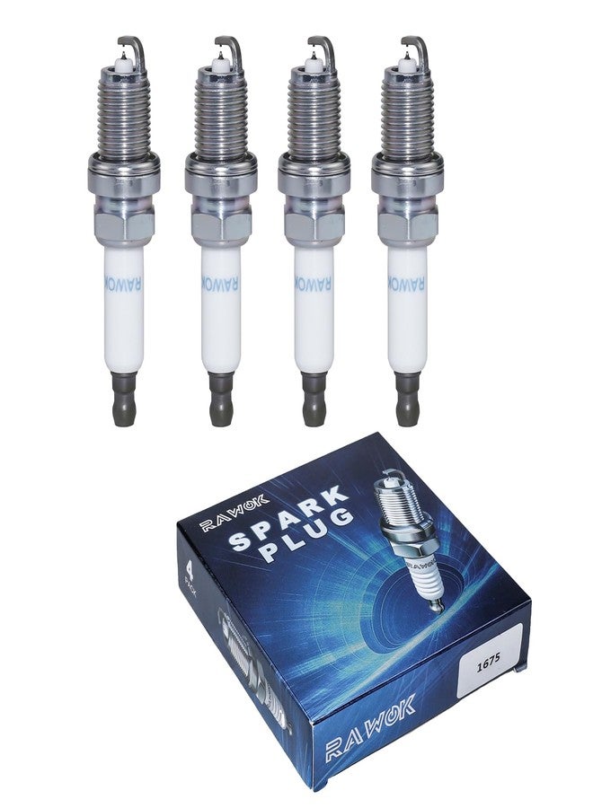 RAWOK Double Iridium Spark Plugs Compatible with Chevy Cruze Sonic Trax Volt1.4L, for AUDI A3 A4 A5 A6 Q3 Q5 R8 RS5 TT for TIGUAN VOLKSWAGEN VW CC Jetta Golf Passat 2.4L, 1675 PFR7S8EG (4 PCS) - Image 1