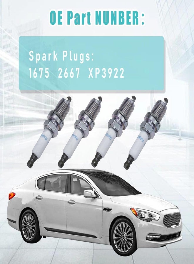 RAWOK Double Iridium Spark Plugs Compatible with Chevy Cruze Sonic Trax Volt1.4L, for AUDI A3 A4 A5 A6 Q3 Q5 R8 RS5 TT for TIGUAN VOLKSWAGEN VW CC Jetta Golf Passat 2.4L, 1675 PFR7S8EG (4 PCS) - Image 2