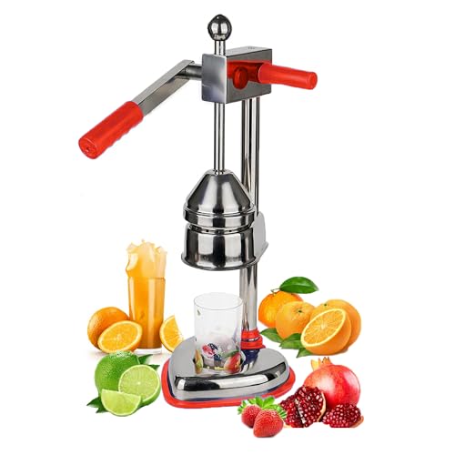 KARP Hand Press Juicer | Heavy Duty 100% Stainless Steel Manual Citrus Juicer and Orange Squeezer For Lemon, Lime & More - Red Color - Image 1